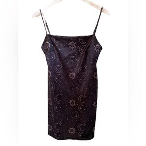 Urban outfitters Satin Celestial Mini Slip Dress M sun moon stars ✨⭐️🌙☀️🌞